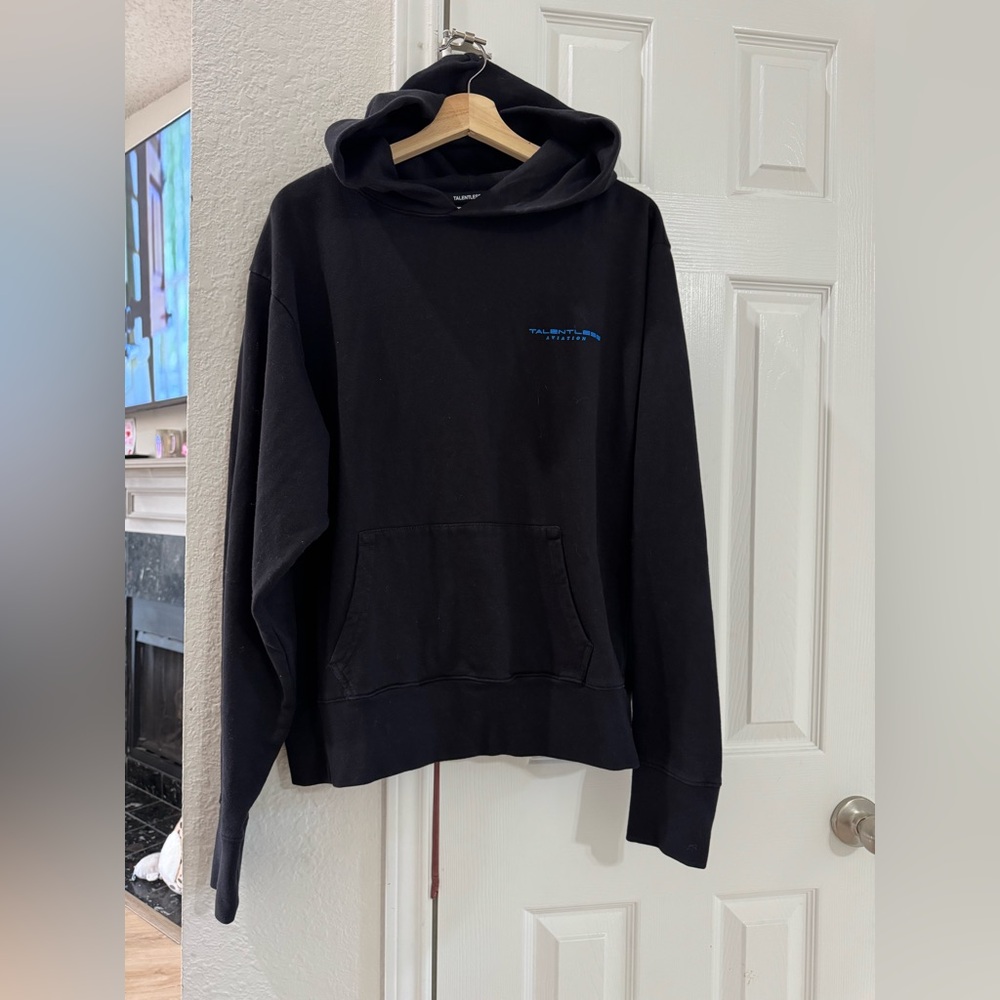 TALENTLESS Black Hoodie with Blue Logo